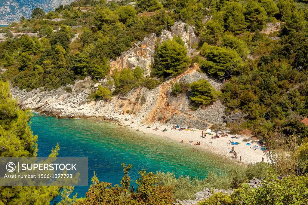 Vaja bay and beach near Racisce on Korcula island, Croatia.