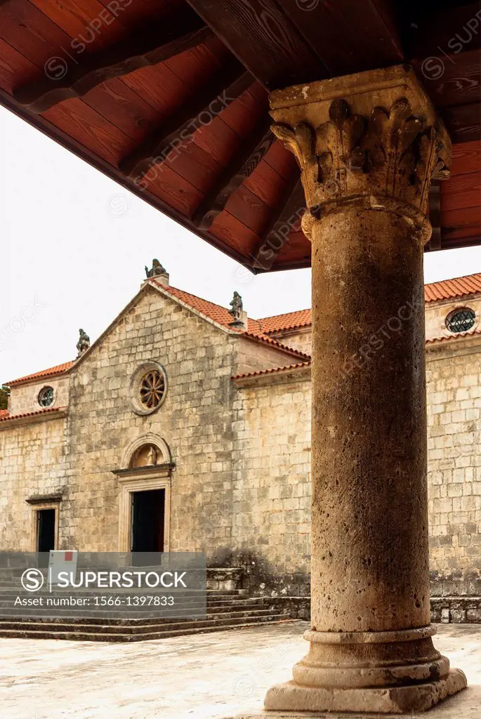 Renaissance loggia dating back from 18th century (used to be meeting point for town nobles) in Blato, Korcula island, Croatia.