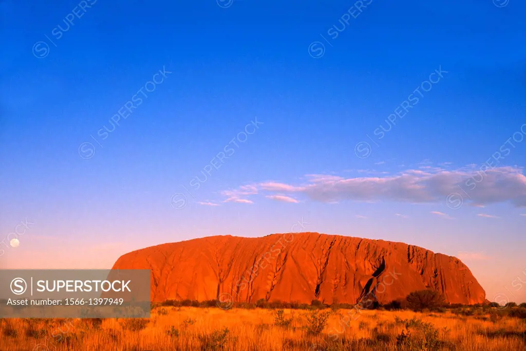 Red Glow of the Famous Ayers Rock in the Outback, Australia.