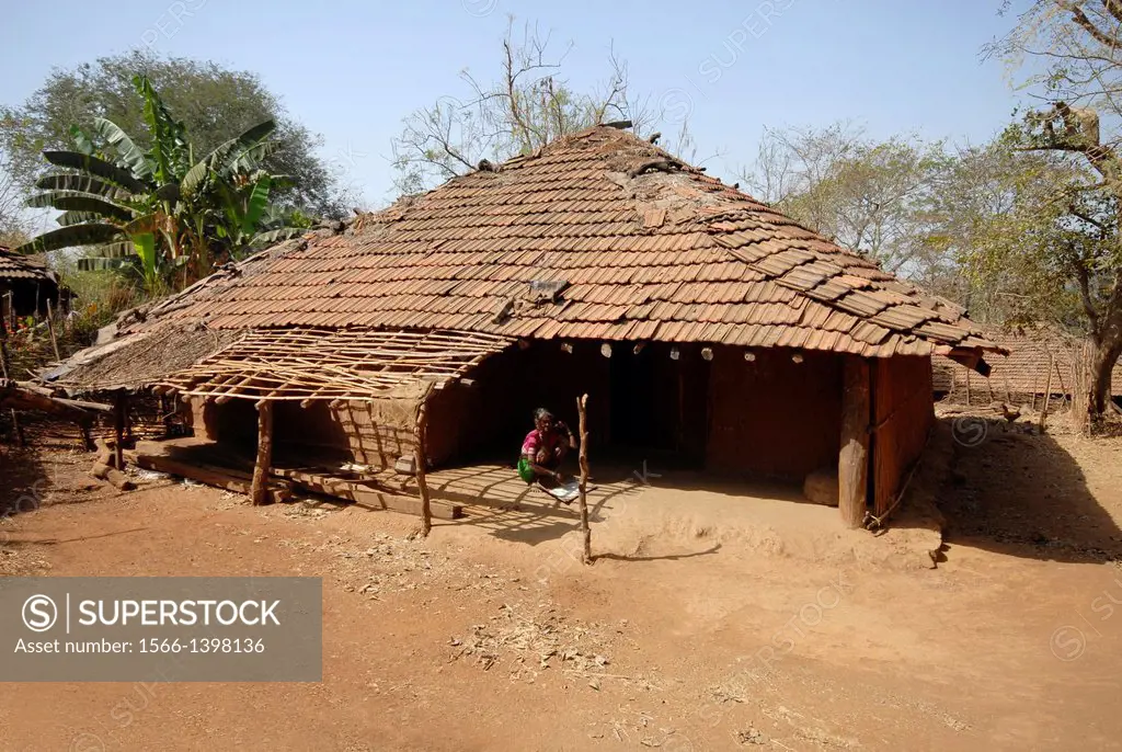 Tribal hut, Bhil Tribe, Madhya Pradesh, India.