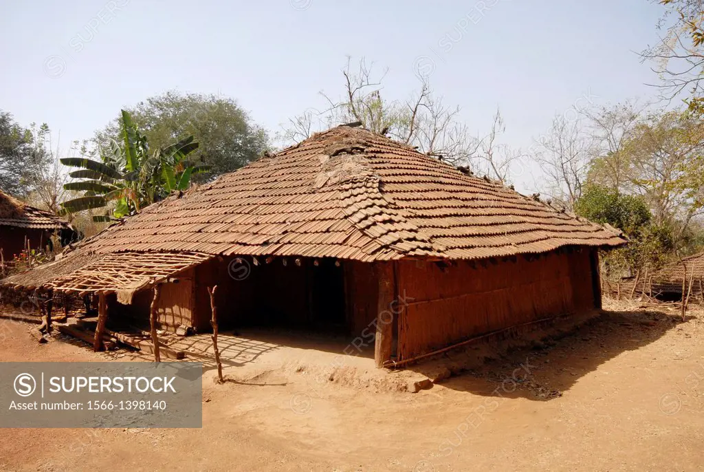 Tribal hut, Bhil Tribe, Madhya Pradesh, India.