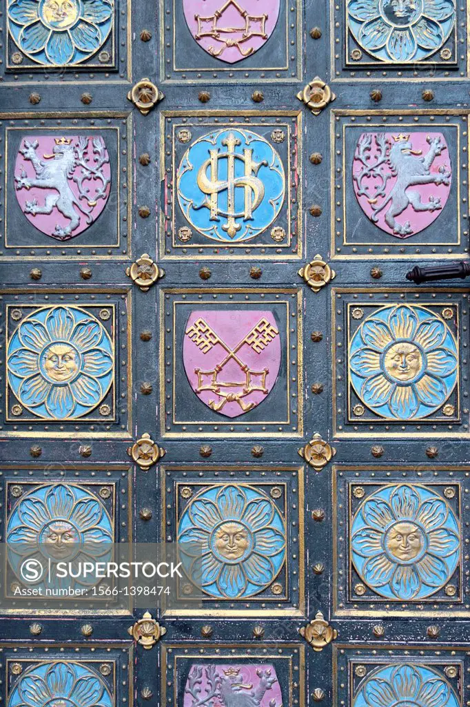 Particular door of Peter And Paul Cathedral. Prague, Czech Republic.