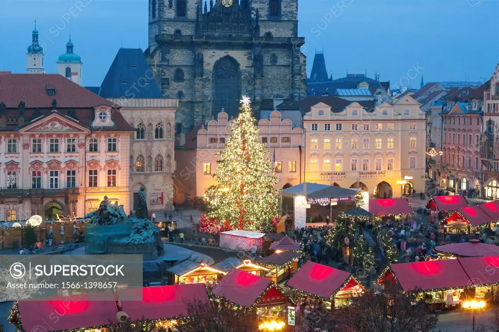 czech republic, prague - christmas market at the old town square