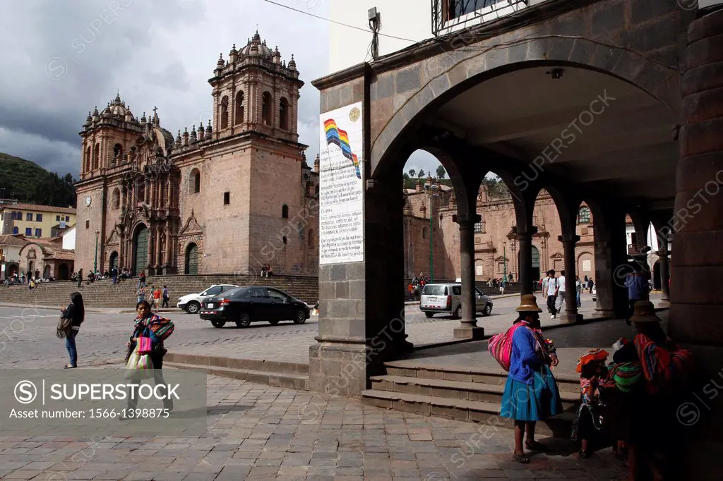 Plaza de Armas with the Cathedral, Cuzco, Peru.