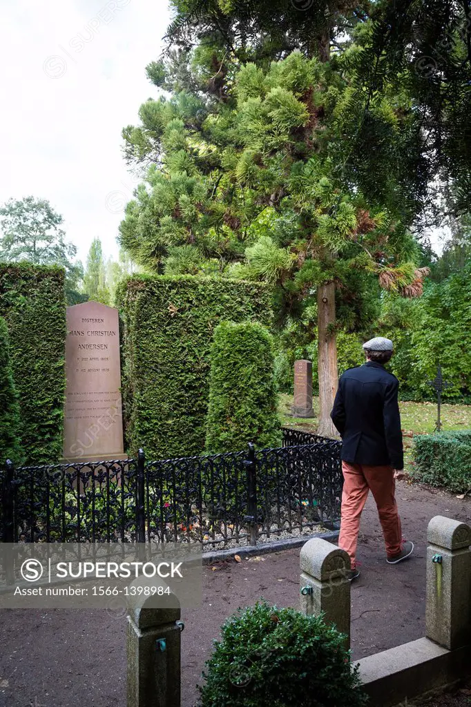 Hans Christian Andersen grave at Assistens Cemetery, Copenhagen, Denmark.