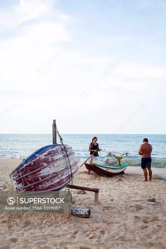 Fishermen on Praia do Iracema, Fortaleza, Brazil.