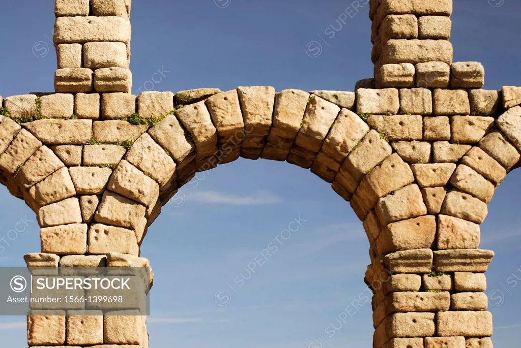 Detail of Aqueduct of Segovia, Spain.