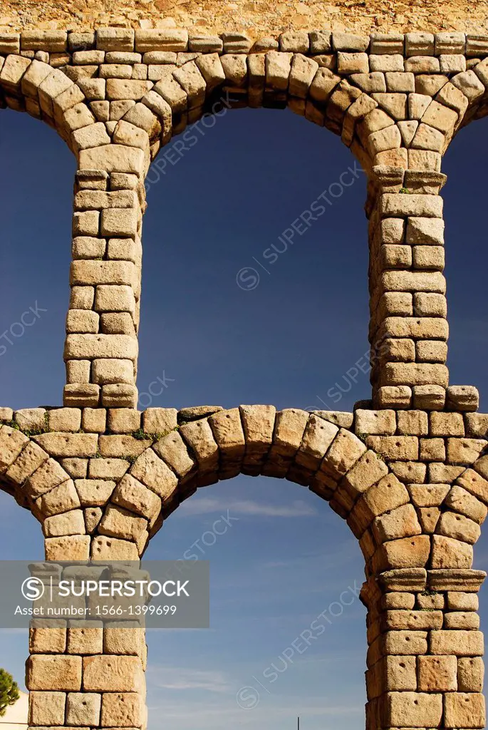 Detail of Aqueduct of Segovia, Spain.