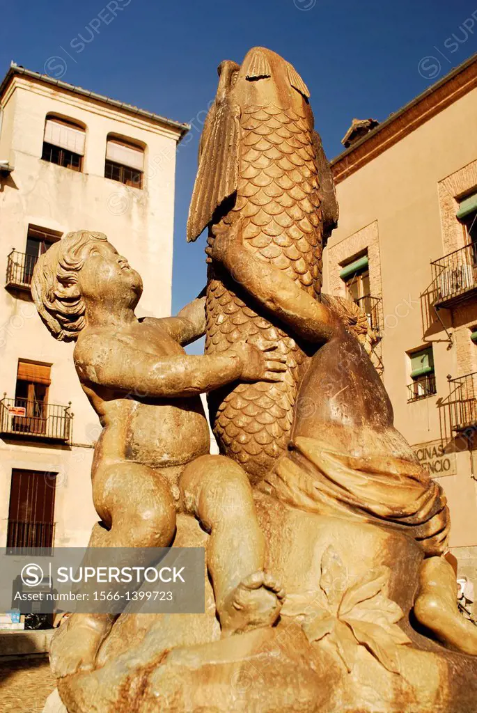 Sculpture in San Martin´s square, Segovia, Spain.