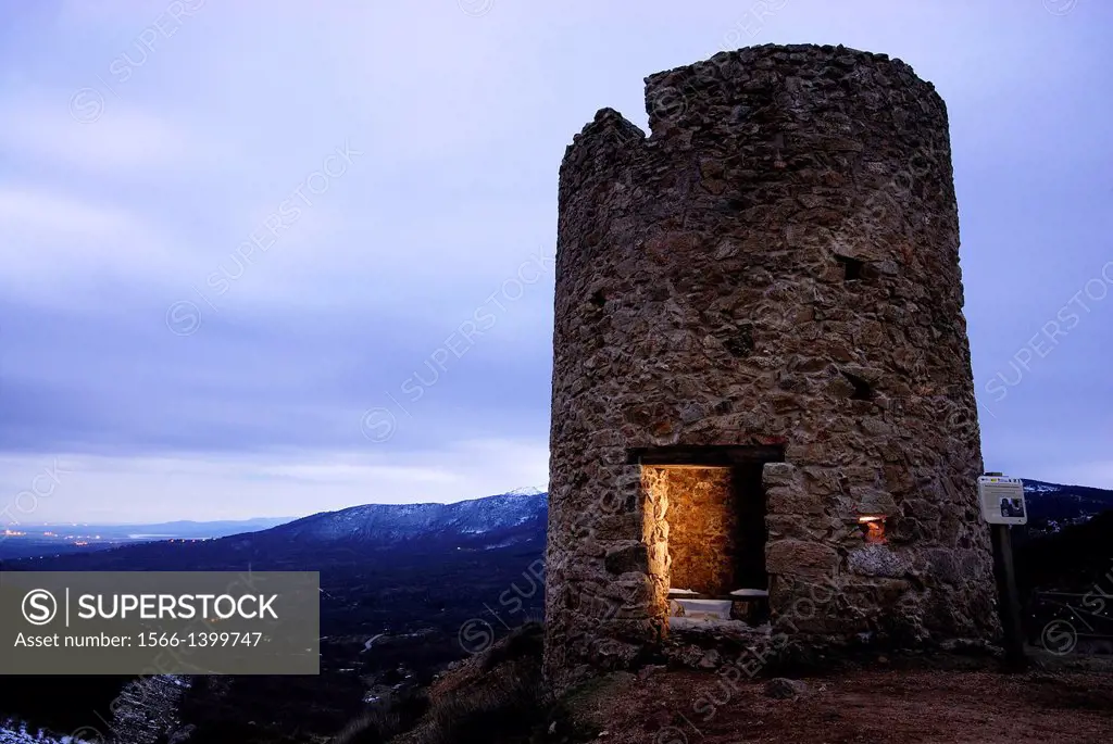 Tower of the silver mine in Bustarviejo, Madrid, Spain.