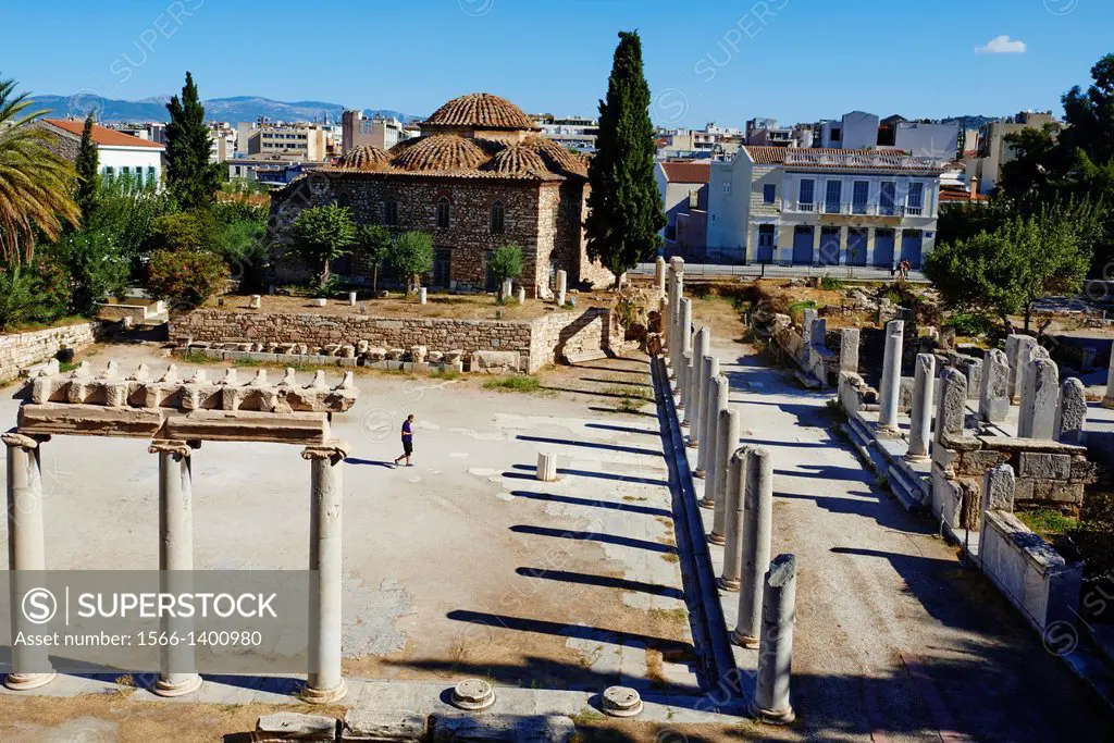 Greece, Athens, The Roman Agora, Plaka neighbourhood.