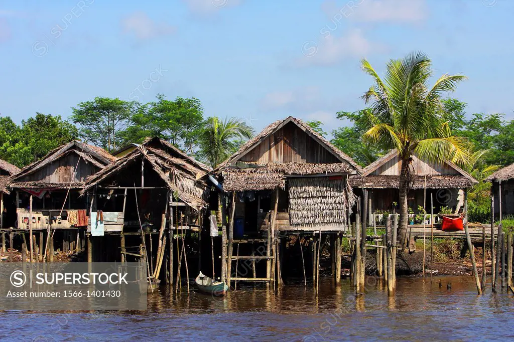 Padang tikar Fishing village, Indonesia, Asia.