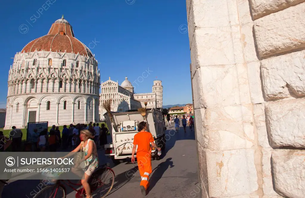 Pisa Baptistry of St. John, Cathedral with the Leaning Tower of Pisa, Piazza del Duomo, Cathedral Square, Campo dei Miracoli, Square of Miracles, UNES...