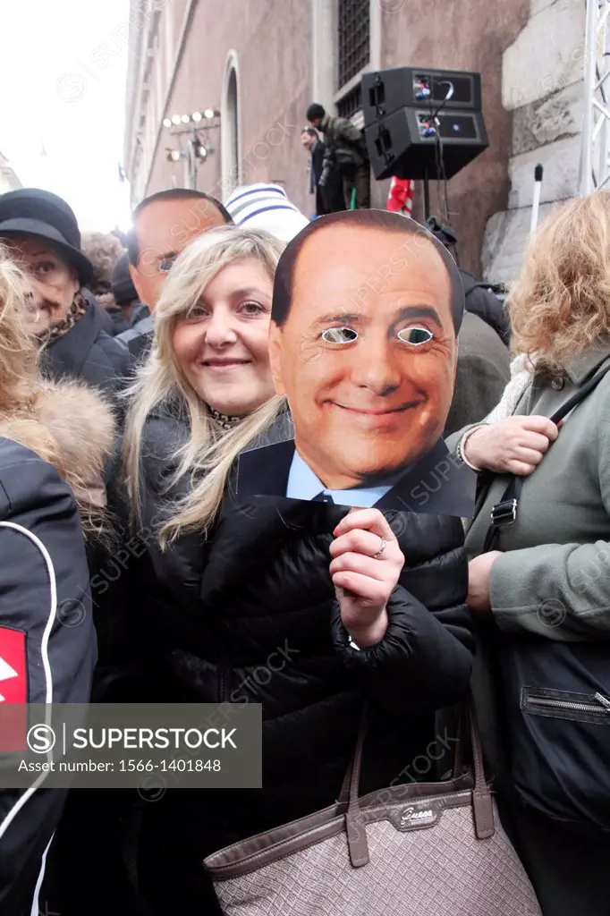Rome, Italy 27 November 2013 Silvio Berlusconi making a public address to his supporters prior to being ousted from Italian parliament after tax fraud