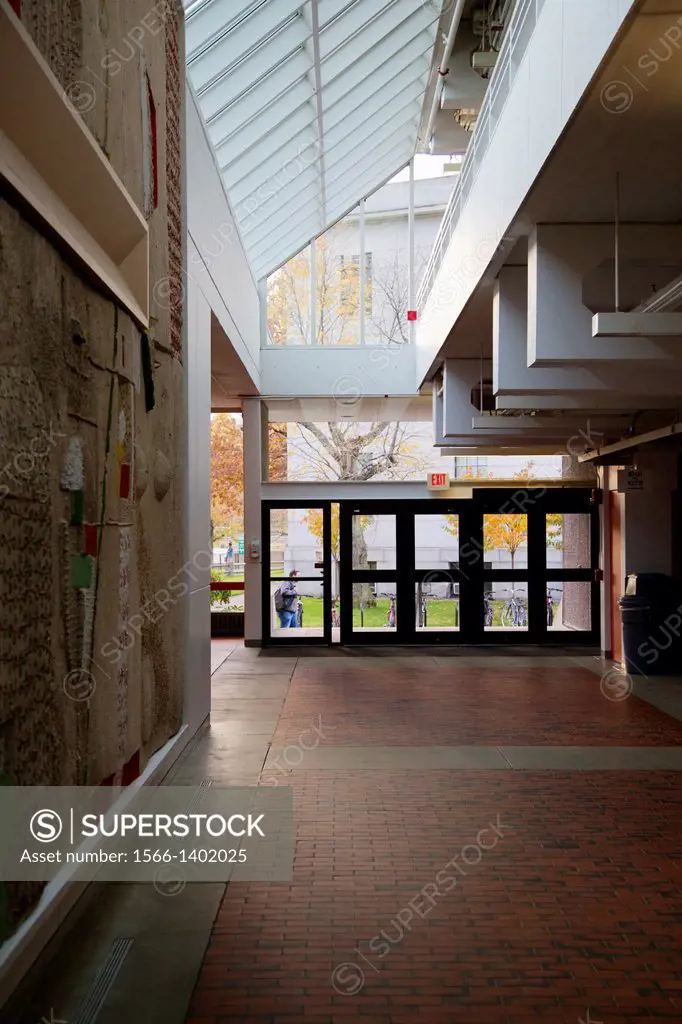 Interior hallway at the Harvard University Science Center in Cambridge, MA, USA.