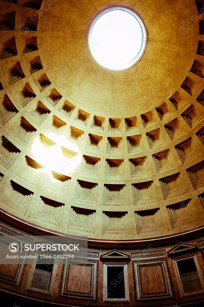 Interior of the Pantheon dome, Rome, Italy.