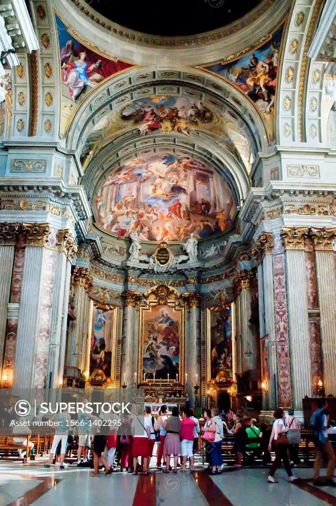 Interior of Church of St Ignatius of Loyola at Campus Martius, Rome, Italy.