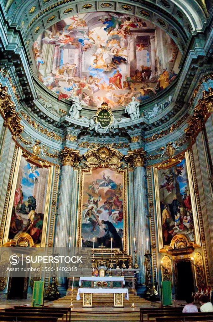 Alter, Interior of Church of St Ignatius of Loyola at Campus Martius, Rome, Italy.