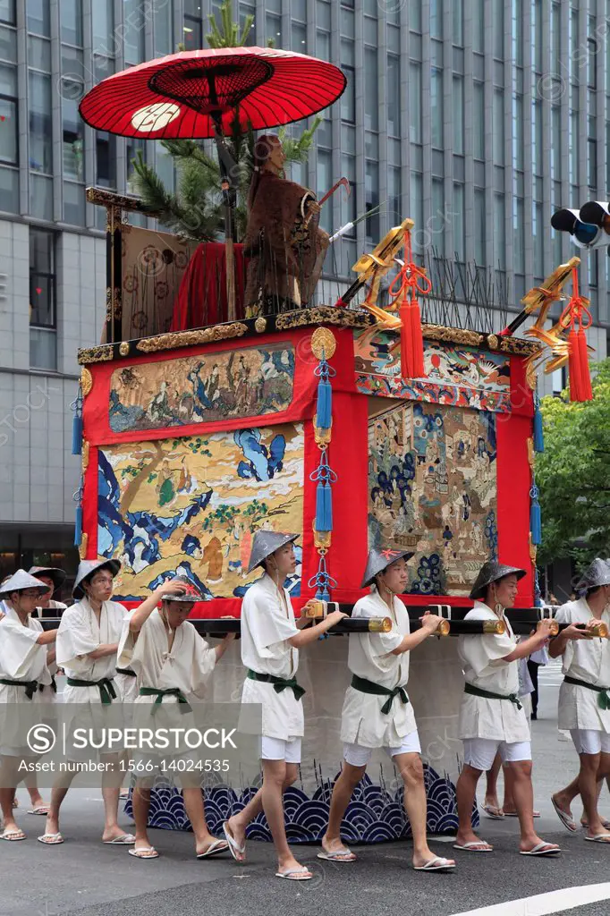 Japan, Kyoto, Gion Matsuri, festival, Yama Hoko procession, float, people,.