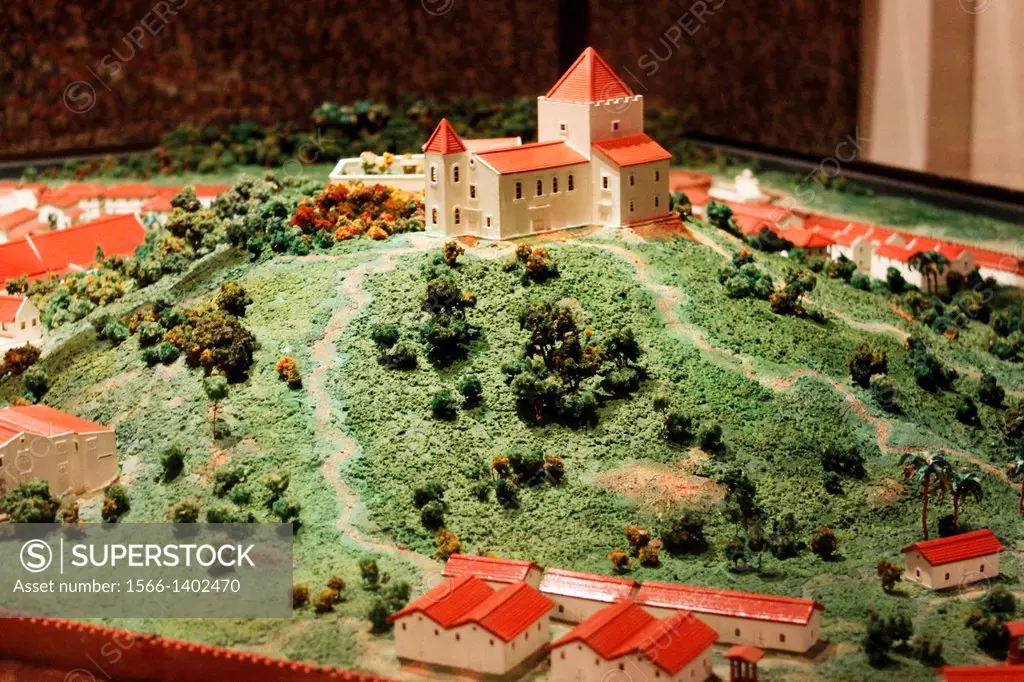 Model of the city of Malacca in the past, with the hill and the church, Ethnograpic Museum of History, Malacca, Bandar Melaka, Malaysia.