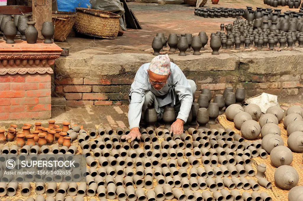 A pottery seller man, Bhaktapur, Nepal