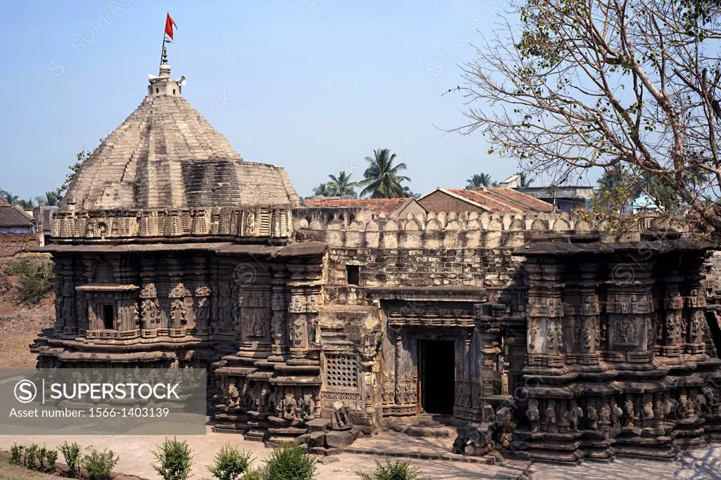 Kopeshwar temple. View from South-showing portions of Mandapa and Garbhagriha. Khidrapur, Kolhapur, Maharashtra