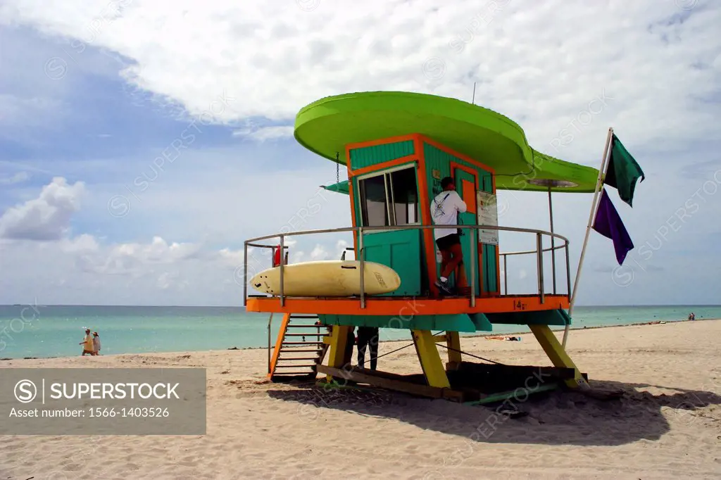 South Beach Deco Lifeguard Huts - Miami Beach's Art Deco Historic District was listed on the National Register of Historic Places. The Art Deco Distri...