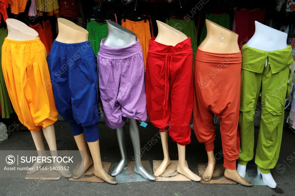 Colorful Pants Display at Chatuchak Market or sometimes called the Weekend Market in Bangkok is the largest market in Thailand, and one of the largest...