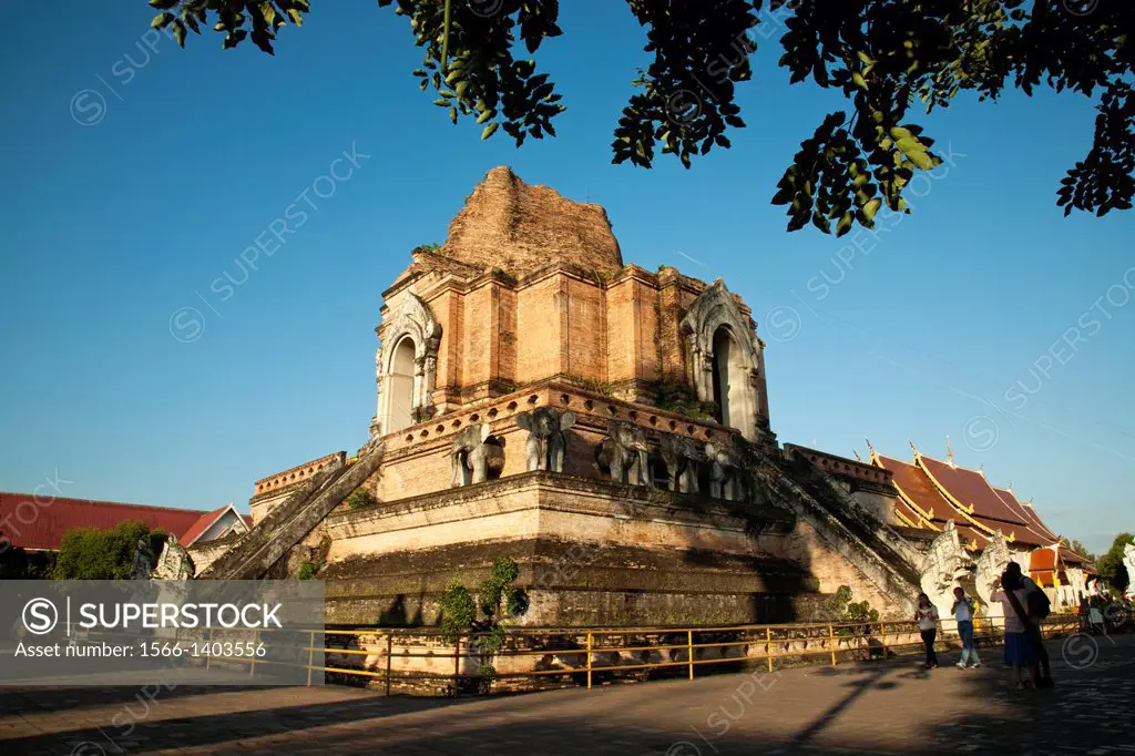 Wat Chedi Luang ""temple of the big stupa"" is a Buddhist temple in the historic center of Chiang Mai. King Saen Muang Ma began building Phra Chedi Lu...
