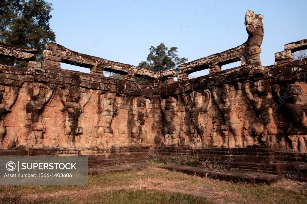 The Terrace of the Leper King is located in the northwest corner of the Royal Square of Angkor Thom, Cambodia. It was built in the Bayon style under J...
