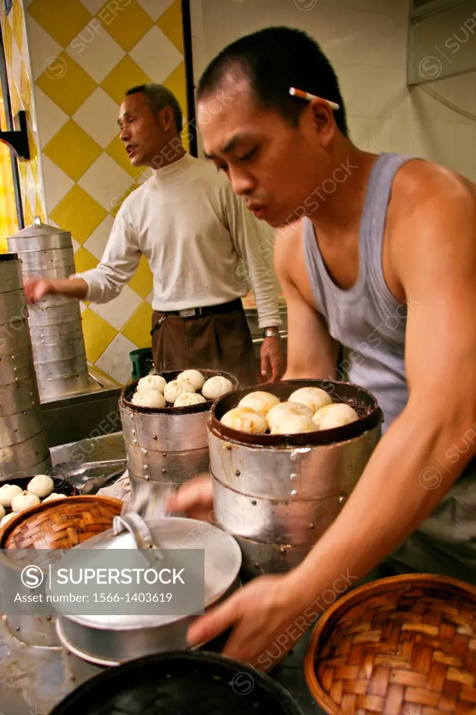Pork Buns at Chengdu Market - Cha siu baau are barbecue pork buns. The buns are filled with barbecue flavoured cha siu pork. They are served as a type...