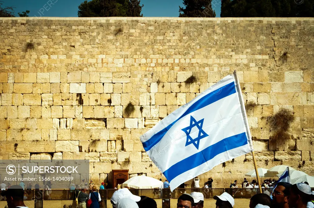 Israeli flag at the Western Wall.