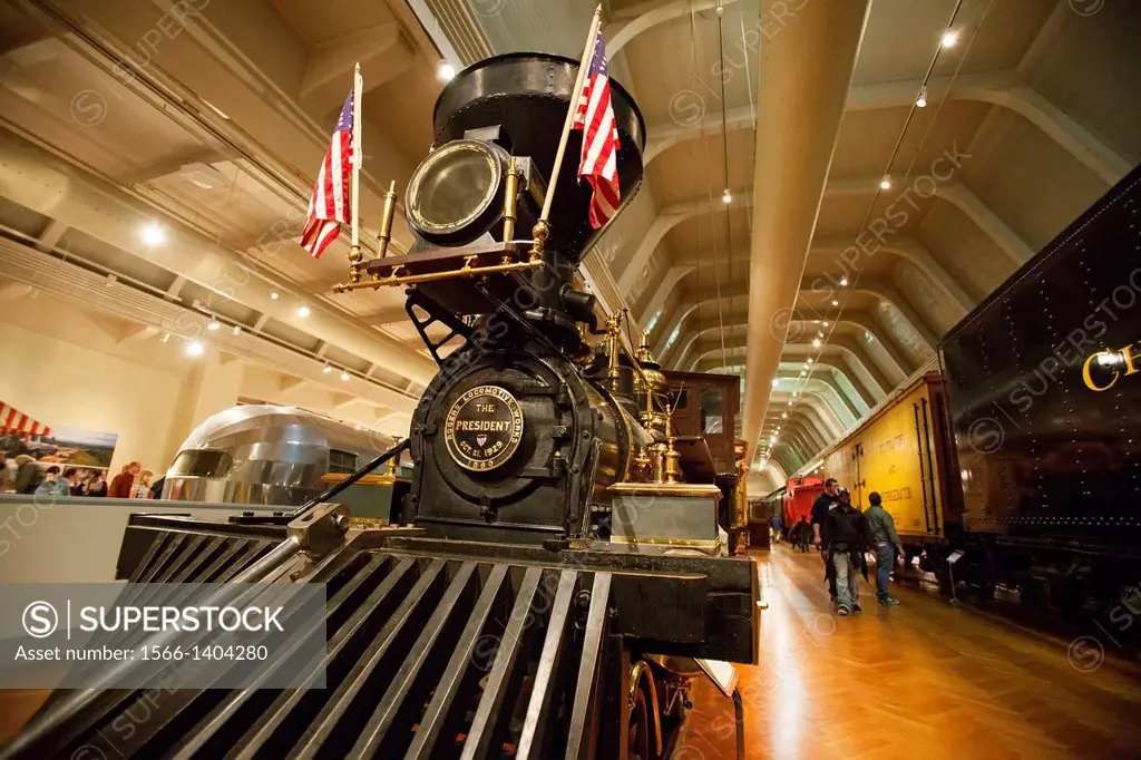 Dearborn, Michigan - An 1858 Rogers wood-burning locomotive on display at the Henry Ford Museum. It was renamed The President in honor of President He...