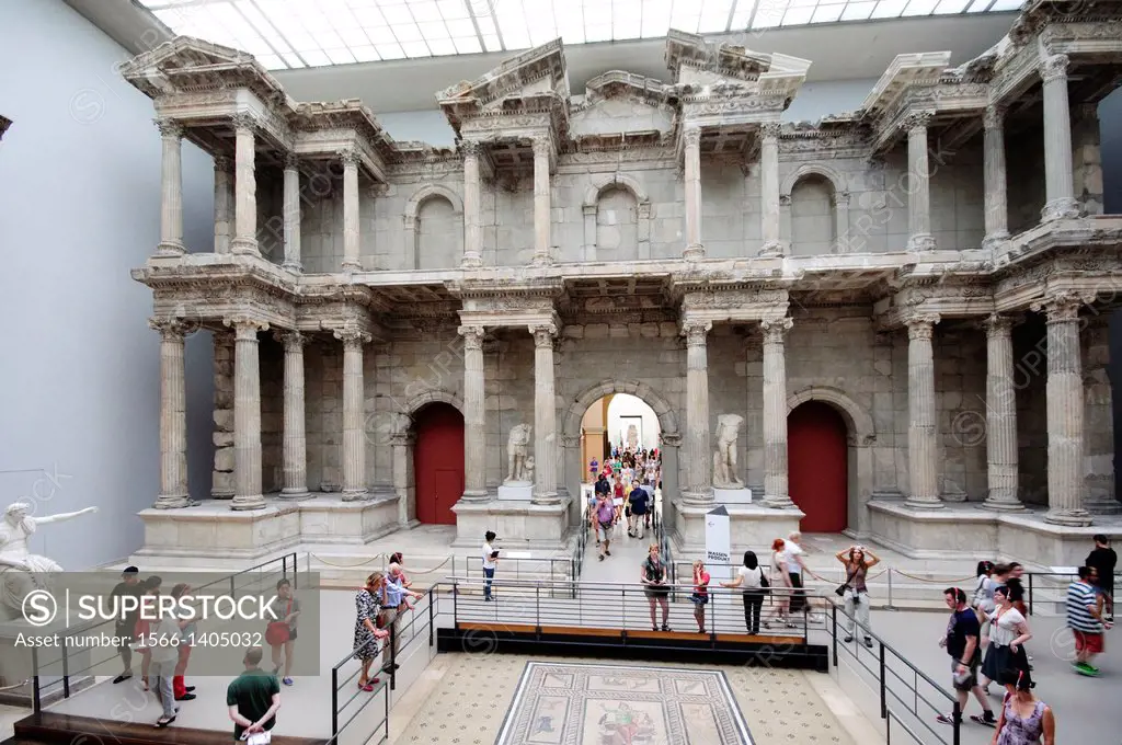 Germany, Berlin, Pergamon Museum, Door to the Market of Miletus an Ancient Greek.