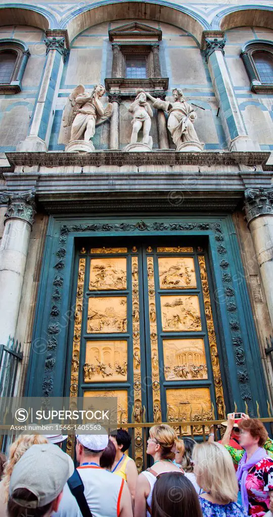 Florence Baptistery, Battistero di San Giovanni, also known as the Baptistry of Saint John, East doors, Gates of Paradise by Lorenzo Ghiberti, Piazza ...