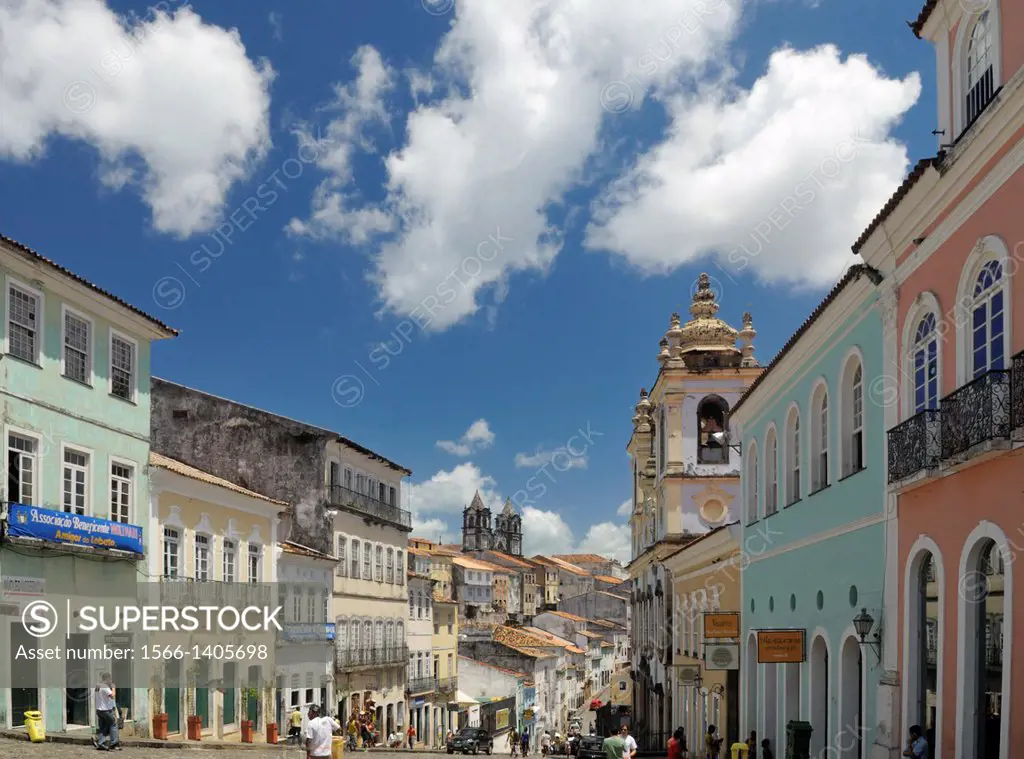 Brazil, Bahia, Salvador: Pelourinho, the beautifully restored historic center of Salvador de Bahia. --- Info: The district Pelourinho was built by the...