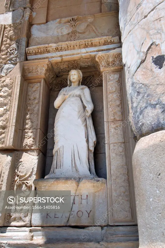 Sculpture, antique city of Ephesus, Efes, Turkey, Western Asia.