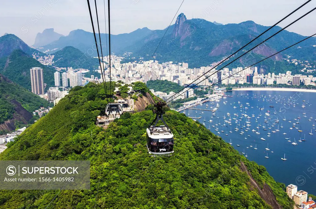 View over Botafogo and the Corcovado from the Sugar Loaf Mountain, Rio de Janeiro, Brazil.