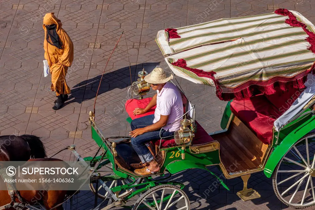 Horse Drawn Carriage, Jemaa el-Fna Square, Marrakech, Morocco.