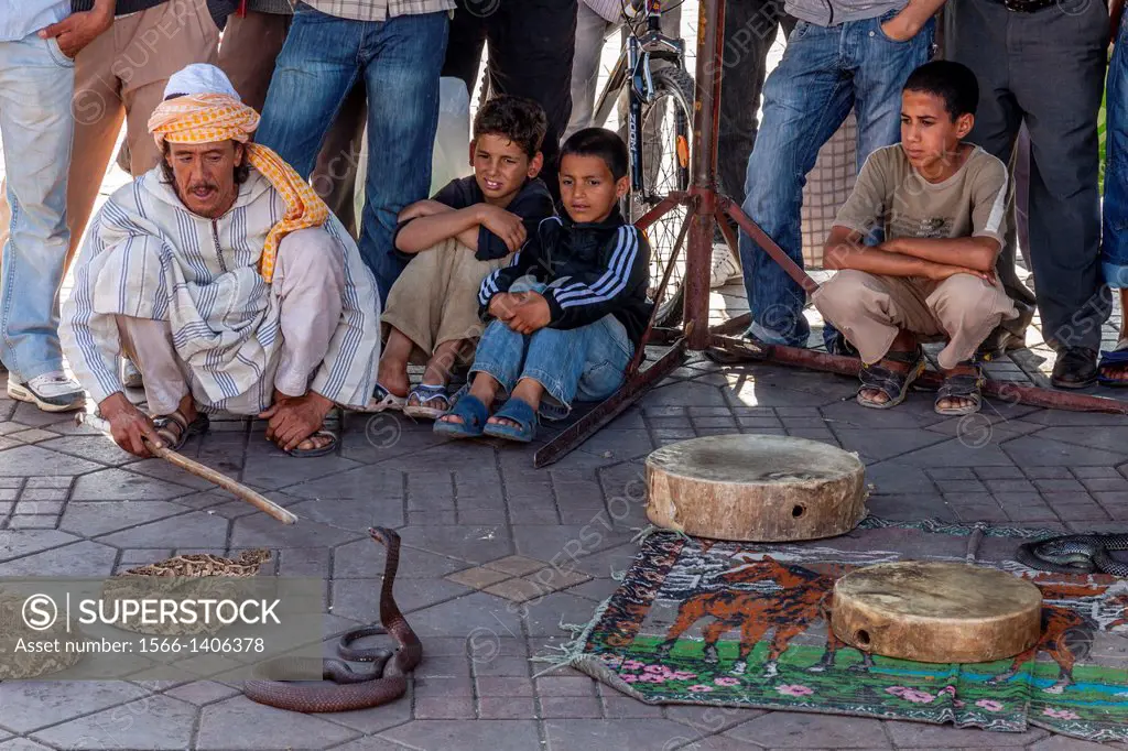 Snake Charmer, Jemaa el-fna Square, Marrakech, Morocco.