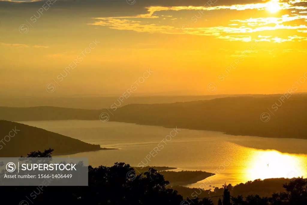sunset at lake St. Croix, Aiguines, Verdon, Alpes de Haut Provence, France