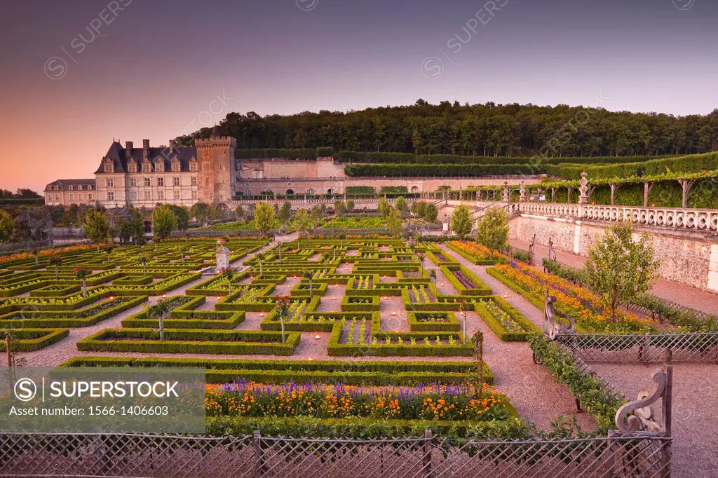 The gardens at Villandry chateau, France.