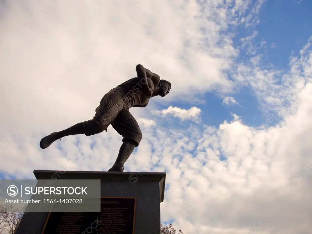 Statue of Jim Thorpe an American athlete, in Jim Thorpe, Pennsylvania, United States.