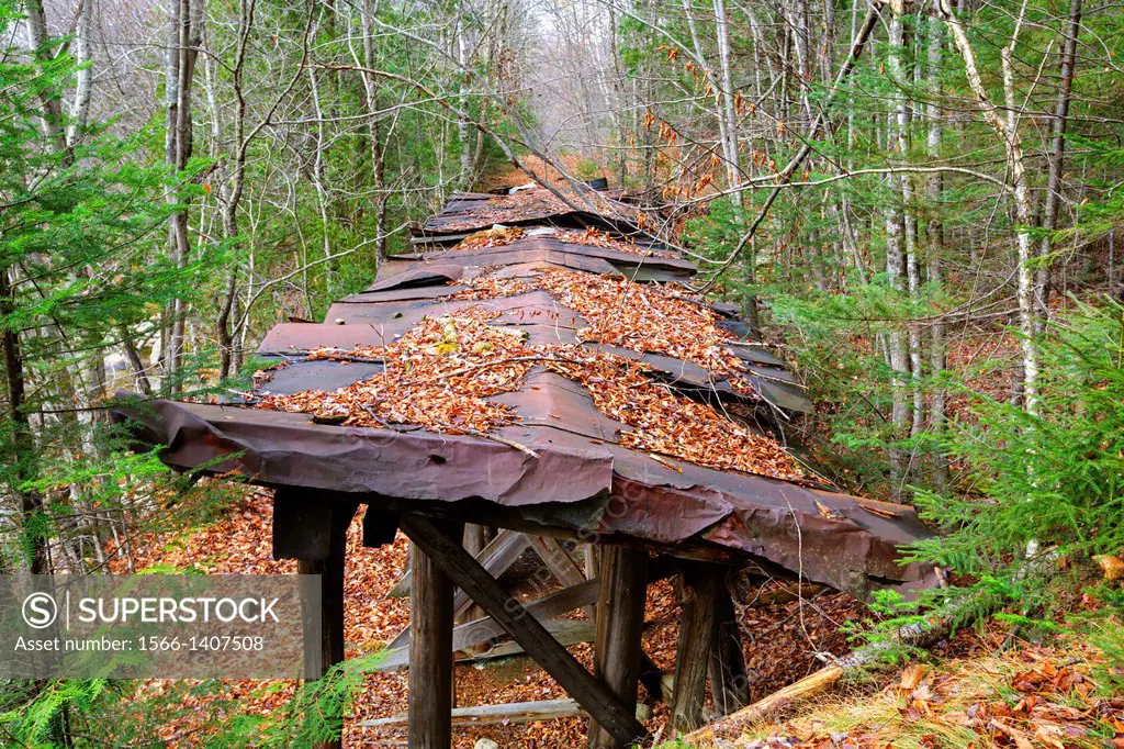 Pemigewasset Wilderness - Trestle 16 (Black Brook Trestle) along the old East Branch & Lincoln Railroad in Lincoln, New Hampshire. This was a logging ...
