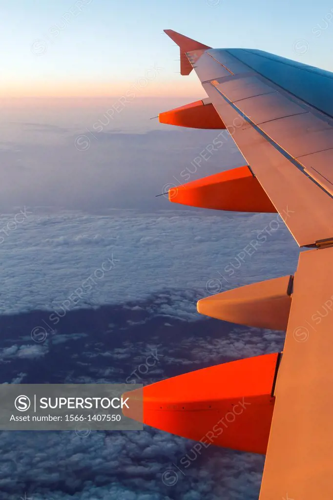 wing of a plane in flight.
