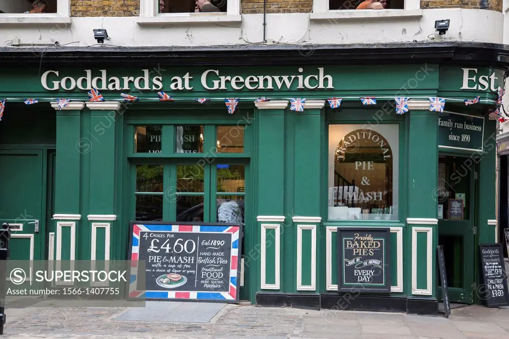 Goddards at Greenwich Pie and Mash Restaurant; London; England; UK.