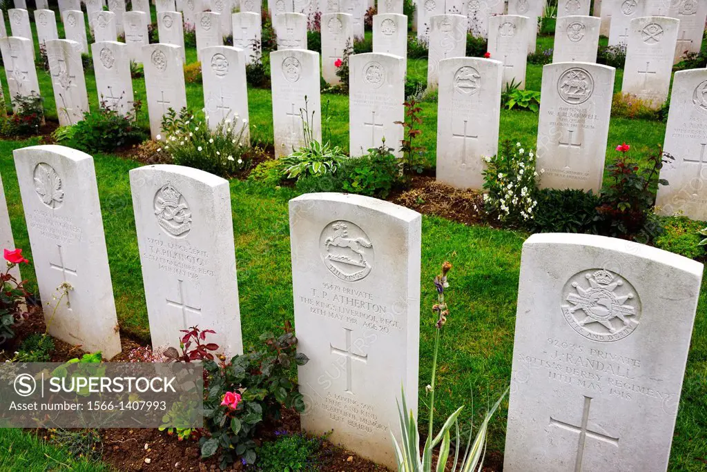Military cemetery World War I 1917-1921, Tourgeville, Calvados, Basse-Normandie, France.