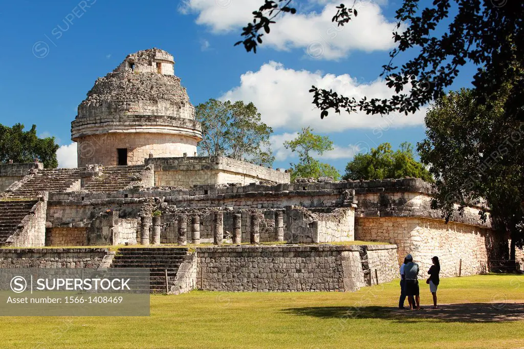 El Caracol, The Observatory Temple in prehispanic Mayan city of Chichen Itza Archaeological Site, Yucatan Province, Mexico, North America.