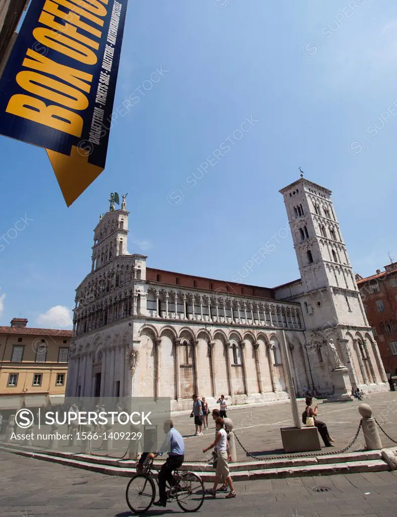 San Michele in Foro is a Roman Catholic basilica church, St Michael square, Lucca, Tuscany, Italy, Europe.