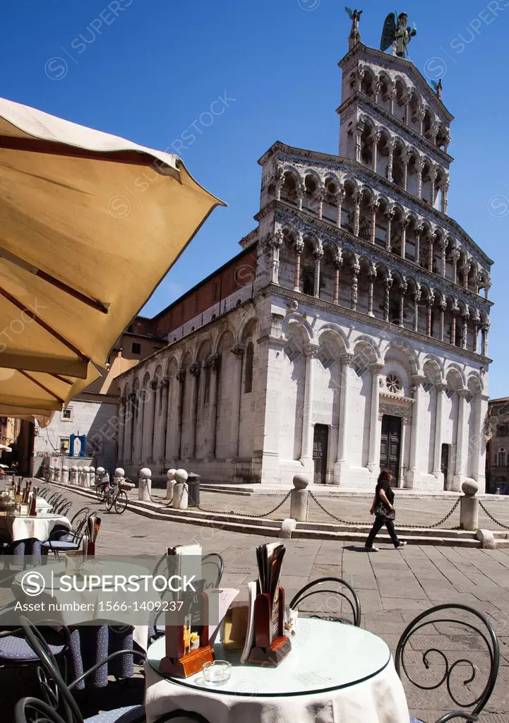 San Michele in Foro is a Roman Catholic basilica church, St Michael square, Lucca, Tuscany, Italy, Europe.